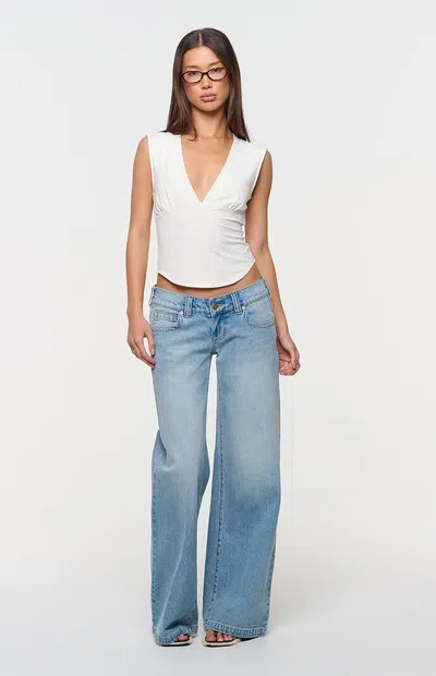 Abrand Women's Jody 00 Low Rise Wide Leg Jeans In Medium Indigo In Purple