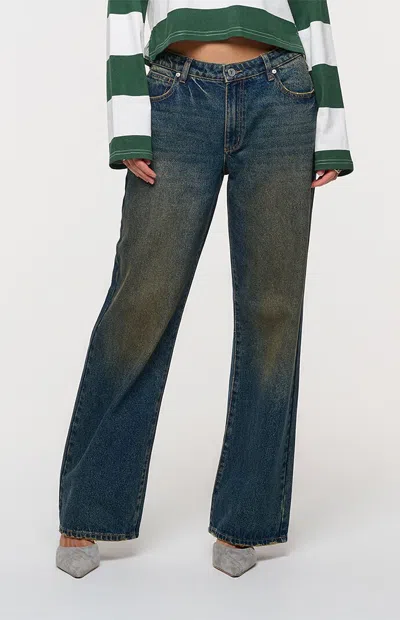 Abrand Women's Kiri 99 Low Rise Baggy Jeans In Dark Indigo In Blue