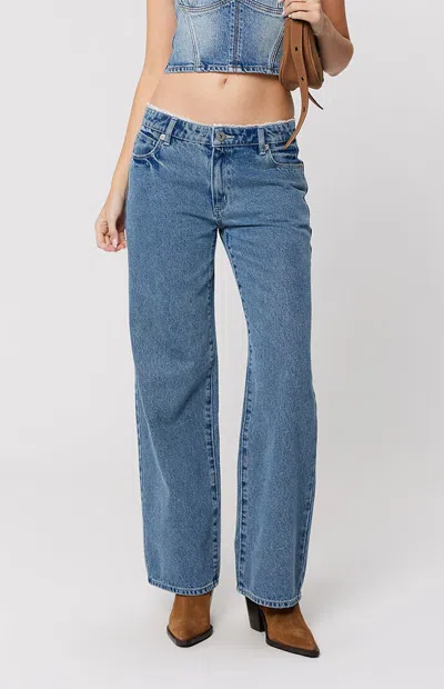 Abrand Women's Selena Lace 99 Low Rise Baggy Jeans In Medium Indigo In Purple