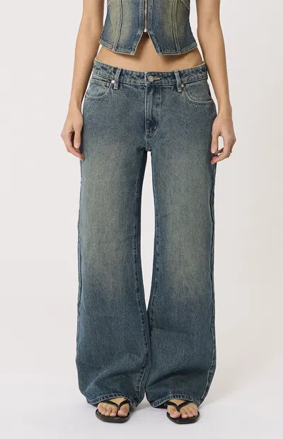 Abrand Women's Zahli 99 Low Rise Baggy Jeans In Dark Indigo In Blue