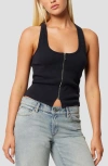 Abrand Zip Front Bustier Tank In Black