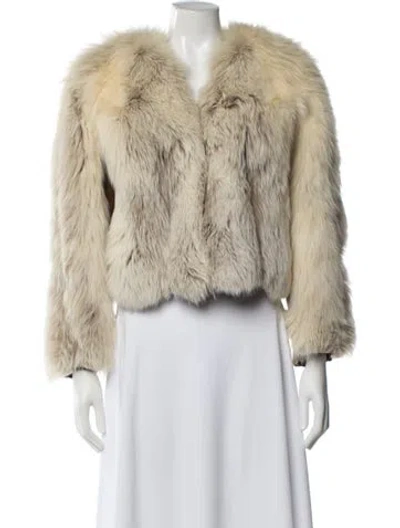 Pre-owned Abravanel Furs Fox Faux Fur Jacket In Neutral