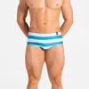 Abreu Clothing Men's Classic Azul & Blanco Horizontal Swim Brief In Blue And White Striped In Blue