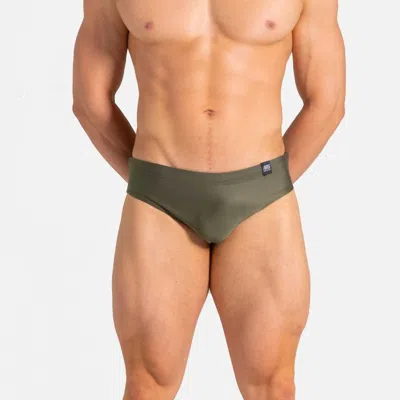 Abreu Clothing Men's Slim Cut Swim Brief In Army Green