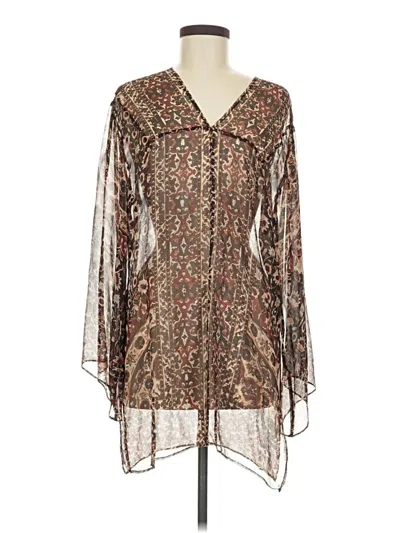 Pre-owned Abs Allen Schwartz Long Sleeve Blouse In Brown