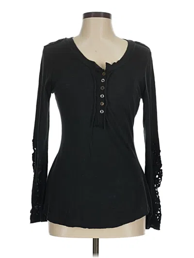 Pre-owned Abs Allen Schwartz Long Sleeve Top Black Sweetheart Neckline Tops