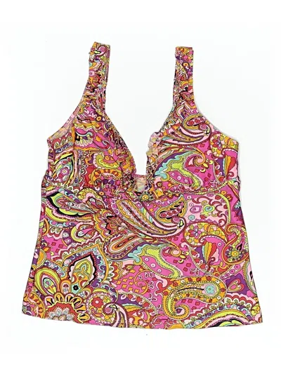 Pre-owned Abs Allen Schwartz Swimsuit Top Pink Paisley Pattern Swimwear