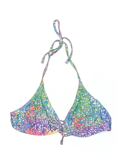 Pre-owned Abs Allen Schwartz Swimsuit Top Purple Print Pattern Swimwear