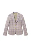 Abseits Check-pattern Notched-lapels Blazer In Purple