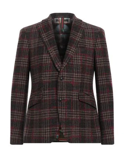 Abseits Man Blazer Dark Brown Size 46 Wool