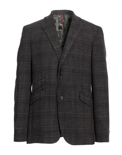 Abseits Man Blazer Dark Brown Size 48 Virgin Wool, Polyamide, Silk, Linen