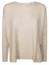 Absolut Cashmere Crew Neck Over Glove Sleeve In Neutral