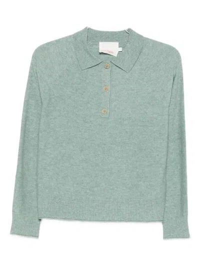 Absolut Cashmere Langärmeliges Poloshirt In Green