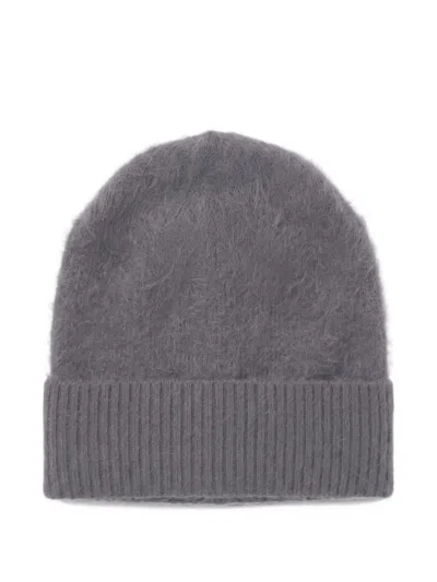 Absolut Cashmere Moira Ribbed-trim Beanie Hat In 그레이