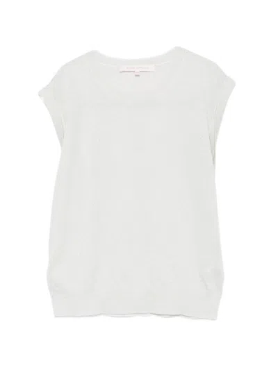 Absolut Cashmere Naomi Glitter Silver Lyocell Cashmere Top In White