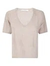 Absolut Cashmere Nicoletta Short-sleeve V-neck Cashmere Sweater In Neutral