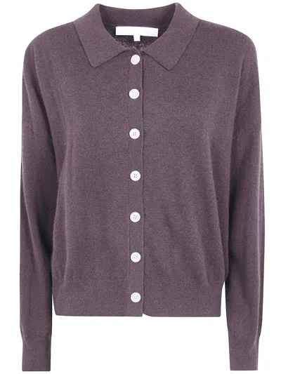 Absolut Cashmere Button-up Polo Cardigan In Purple