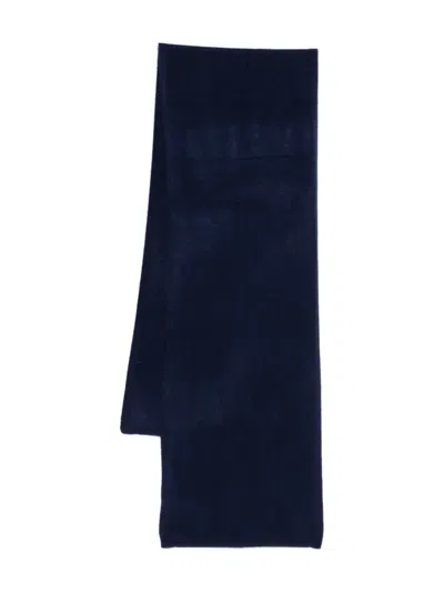 Absolut Cashmere Ribbed-trim Scarf In Blue