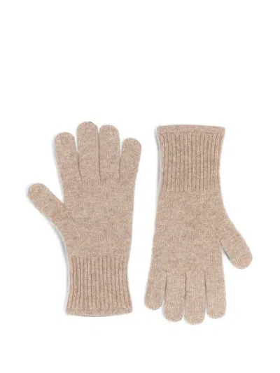 Absolut Cashmere Ribbed-cuff Cashmere Gloves In Brown