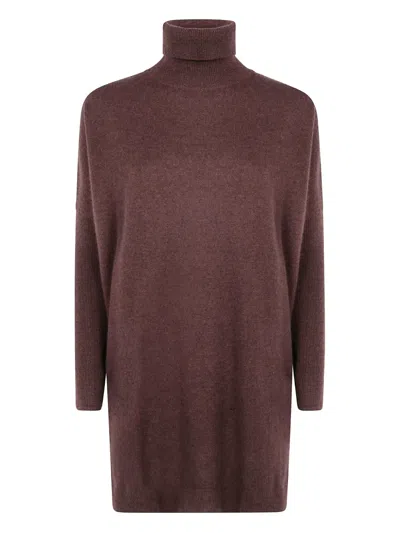 Absolut Cashmere Amira High Neck Maxi Sweater In Brown