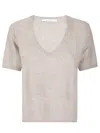 Absolut Cashmere Nicoletta Short-sleeve V-neck Cashmere Sweater In Gray