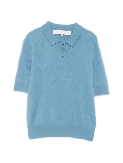 Absolut Cashmere Short-sleeve Polo Sweater In Blue