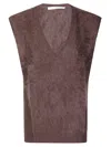 Absolut Cashmere Sleeveless Cashmere Cardigan With Deep V-neck In Brown