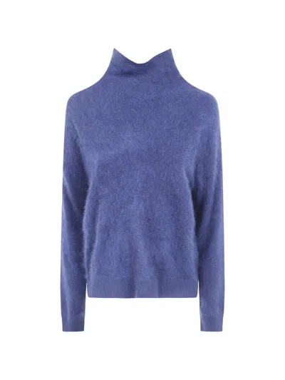 Absolut Cashmere Solange High-neck Brushed-finish Sweater In Blue
