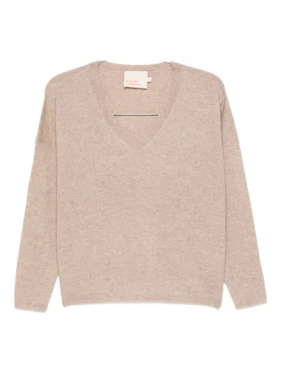 Absolut Cashmere Kaschmirpullover Mit V-ausschnitt In Neutral