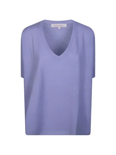 Absolut Cashmere V-neck Short-sleeve Cashmere T-shirt In Purple