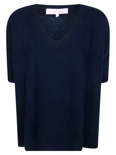 Absolut Cashmere . V-neck Mini Cashmere T-shirt For Women In Blue