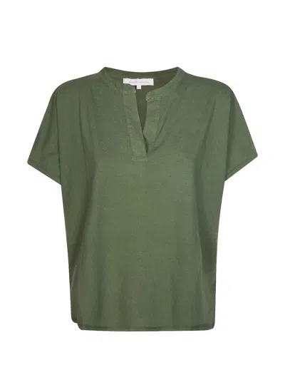 Absolut Cashmere V-neck Short-sleeve Top In Green