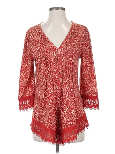 Pre-owned Absolutely Famous 3/4 Sleeve Blouse In Red