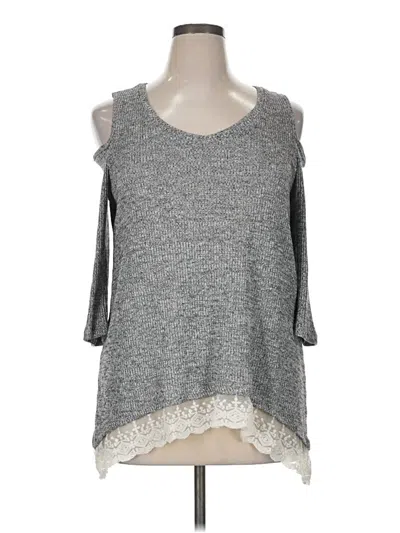 Pre-owned Absolutely Famous 3/4 Sleeve Top Gray Cold Shoulder Neckline Tops
