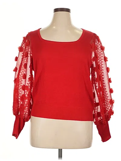 Pre-owned Absolutely Famous Long Sleeve Blouse In Red
