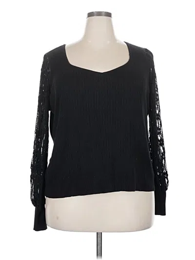 Pre-owned Absolutely Famous Long Sleeve Top Black Sweetheart Neckline Tops