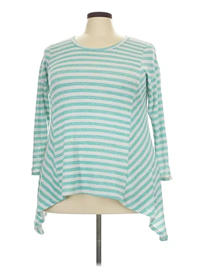 Pre-owned Absolutely Famous Long Sleeve Top Teal Boatneck Tops