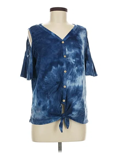 Pre-owned Absolutely Famous Short Sleeve Blouse In Blue