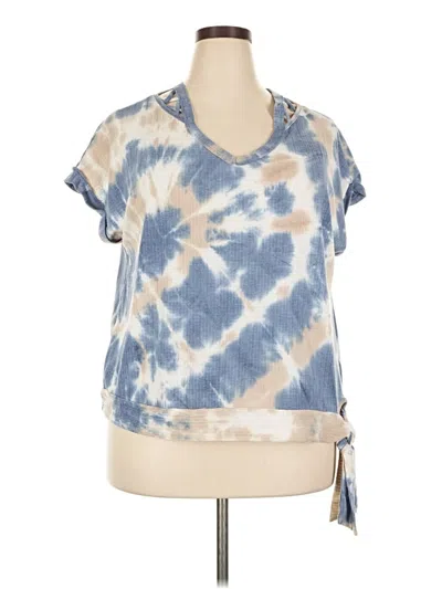 Pre-owned Absolutely Famous Short Sleeve Blouse In Blue