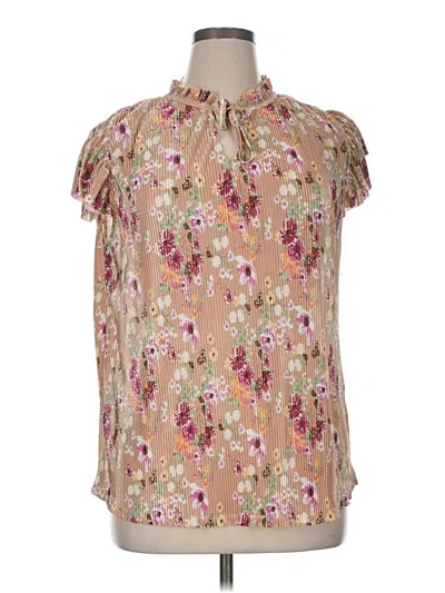 Pre-owned Absolutely Famous Short Sleeve Blouse In Brown