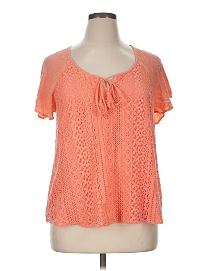 Pre-owned Absolutely Famous Short Sleeve Blouse In Orange