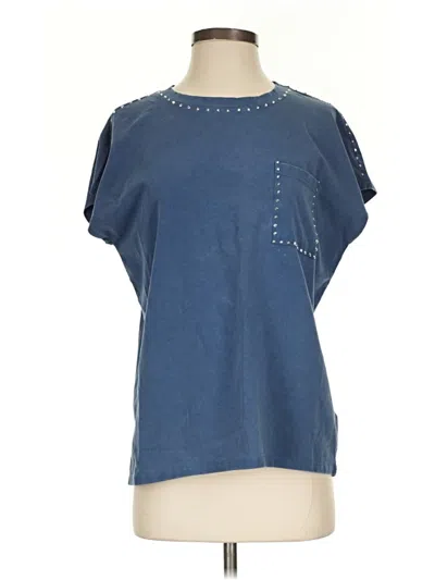 Pre-owned Absolutely Famous Short Sleeve Top Blue Crew Neck Tops
