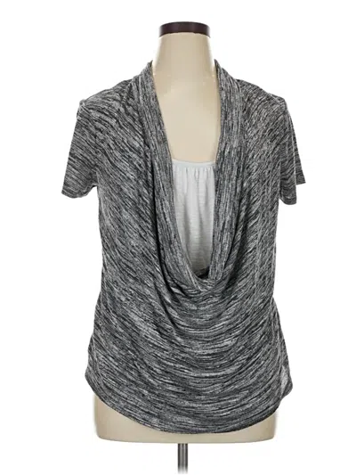 Pre-owned Absolutely Famous Short Sleeve Top Gray Cowl Neck Tops