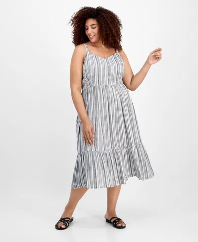 Absolutely Famous Trendy Plus Size Printed Midi Dress In Gray