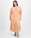 Absolutely Famous Trendy Plus Size Puffed-sleeve Dress