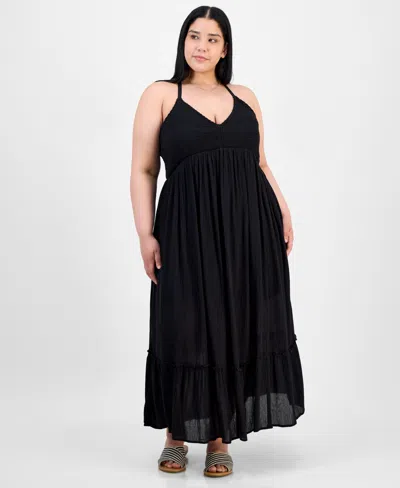 Absolutely Famous Trendy Plus Size Smocked X-back Maxi Dress
