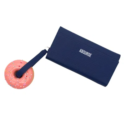 Absurde Women's Blue Donut Navy Grain Leather Bifold Wallet