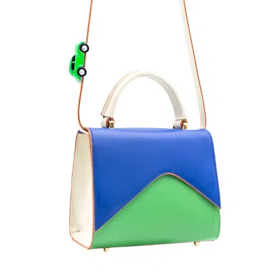 Absurde Women's Blue / Green Mountain Road Navy And Green Leather Shoulder Bag In Blue/green