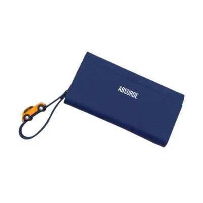 Absurde Women's Blue / Orange Parking Navy Grain - Leather Bifold Wallet With Orange Car In Multi