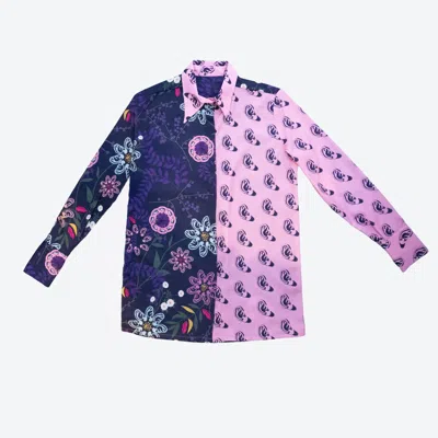 Absurde Women's Blue / Pink Pink And Navy Ears Printed Shirt In Multi